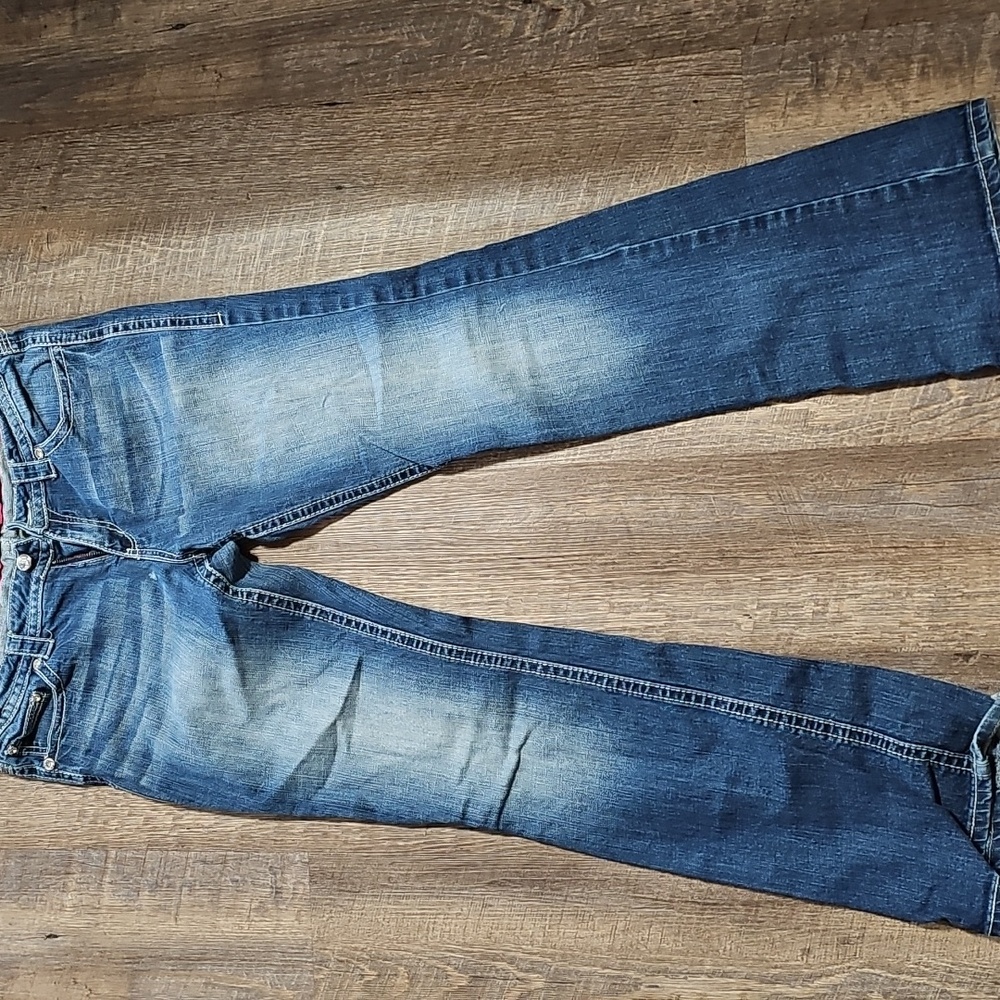a.n.a Blue Straight Leg Jeans with Distressed Details